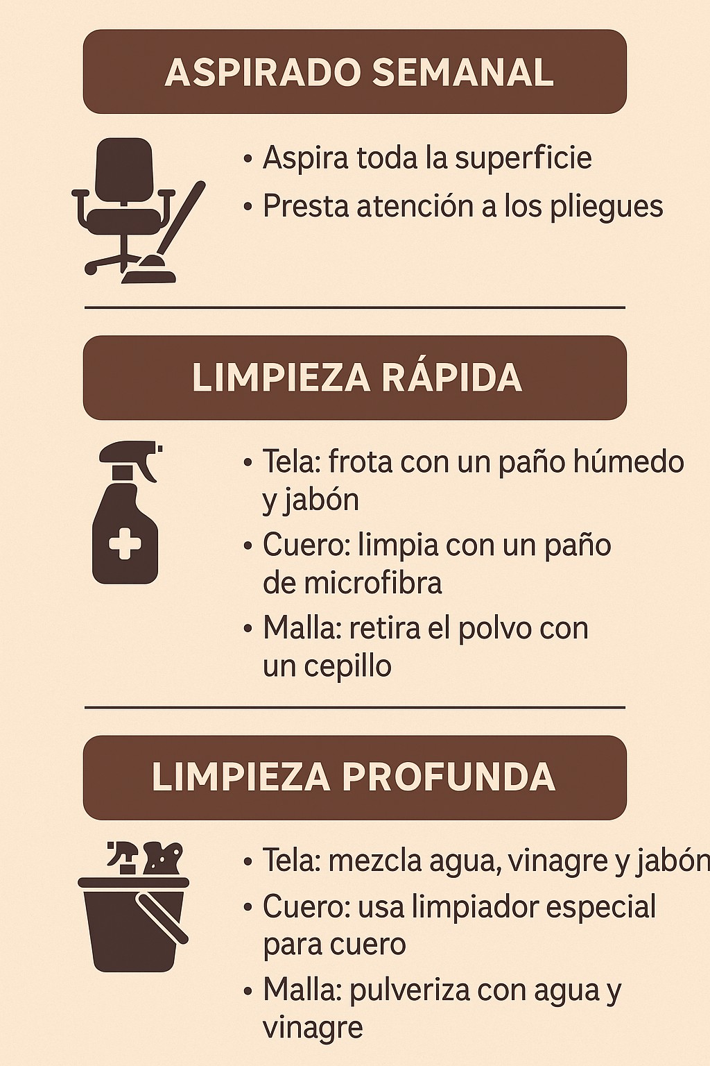 Checklist limpieza de sillas de oficina