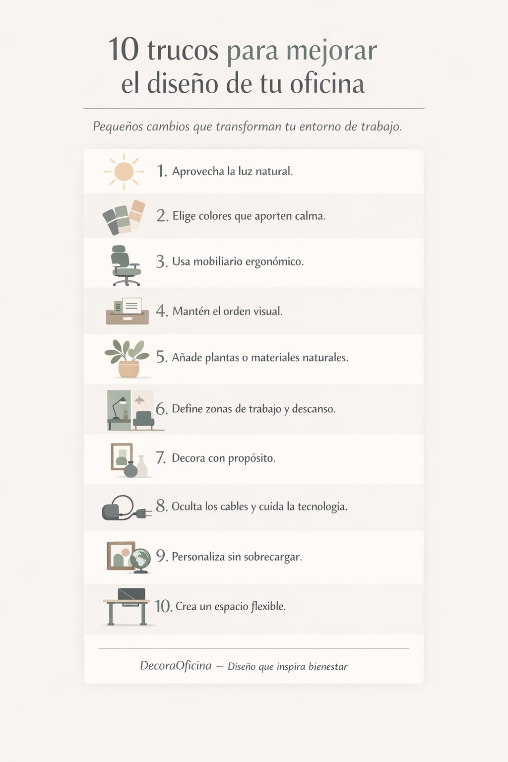 Infografía "10 trucos para mejorar el diseño de tu oficina"